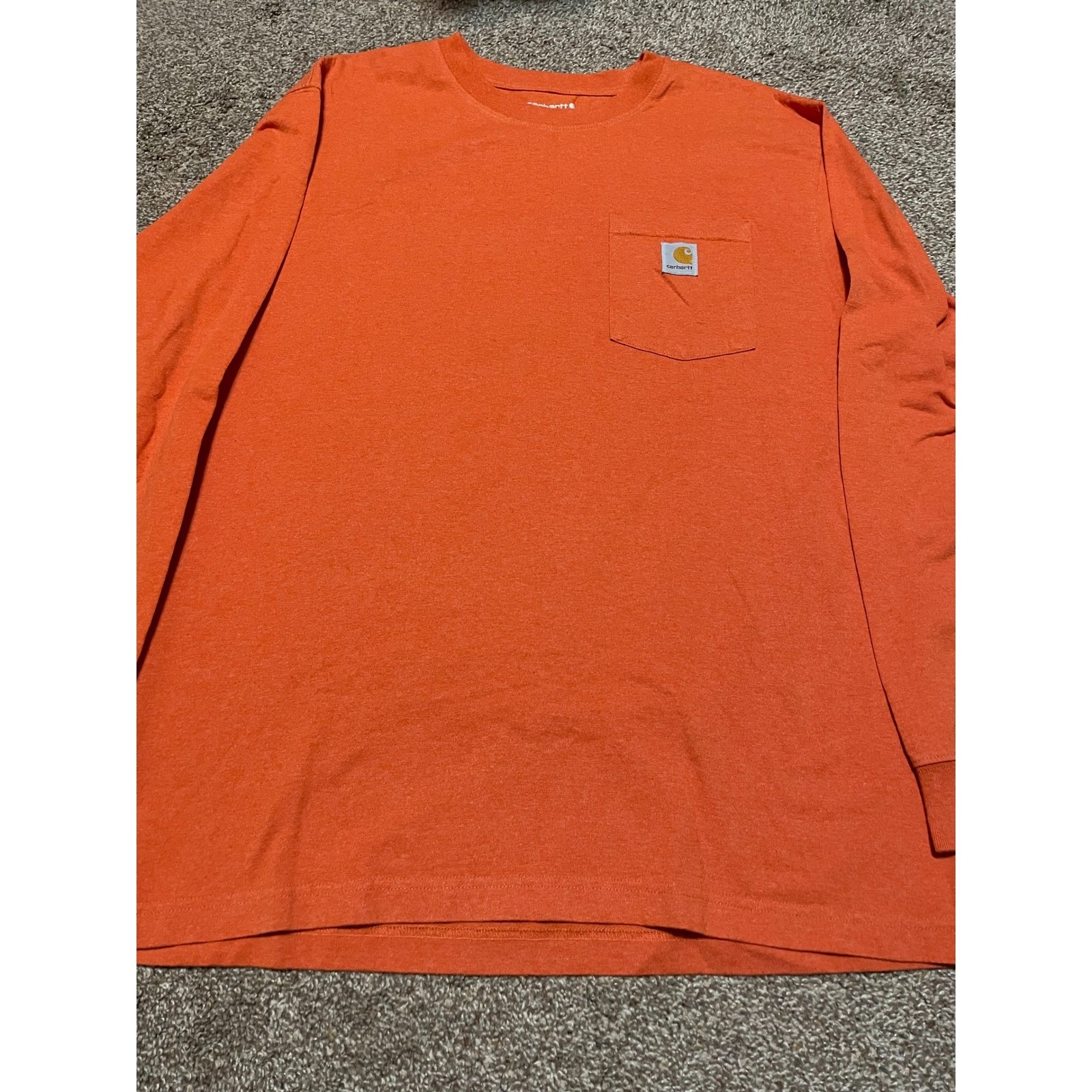 Carhartt Mens Loose Fit Heavyweight Long Sleeve Pocket T-Shirt Orange Large K126